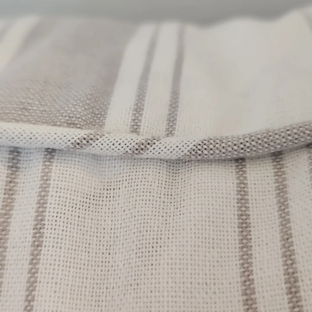 Envogue International NWT Striped Ticking TaupeGray & White Feather Décor Pillow